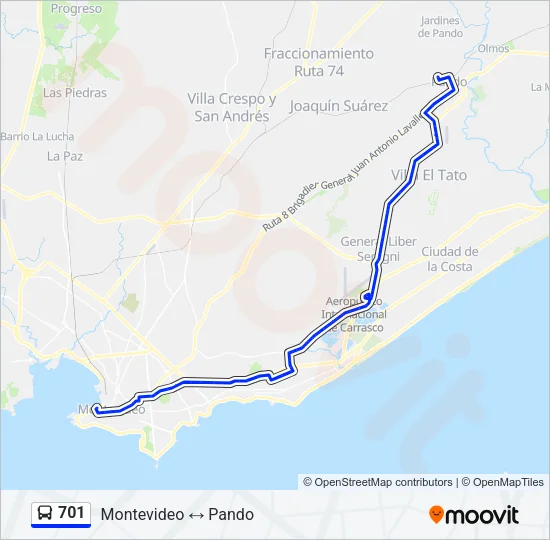 701 Ómnibus Line Map