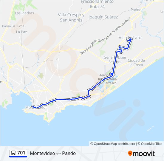 701 Ómnibus Line Map