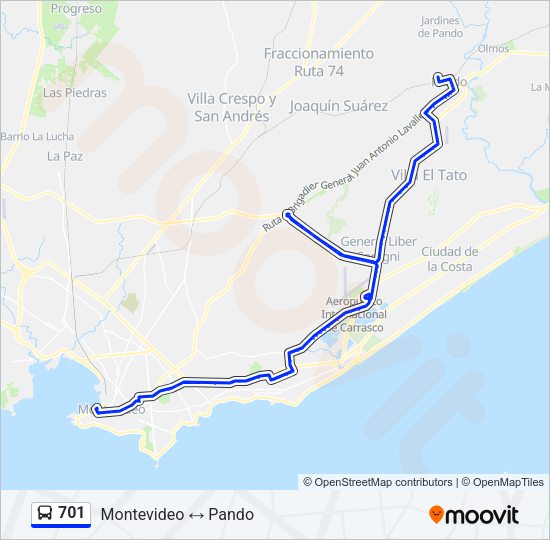 701 Ómnibus Line Map