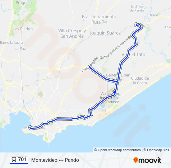 701 Ómnibus Line Map