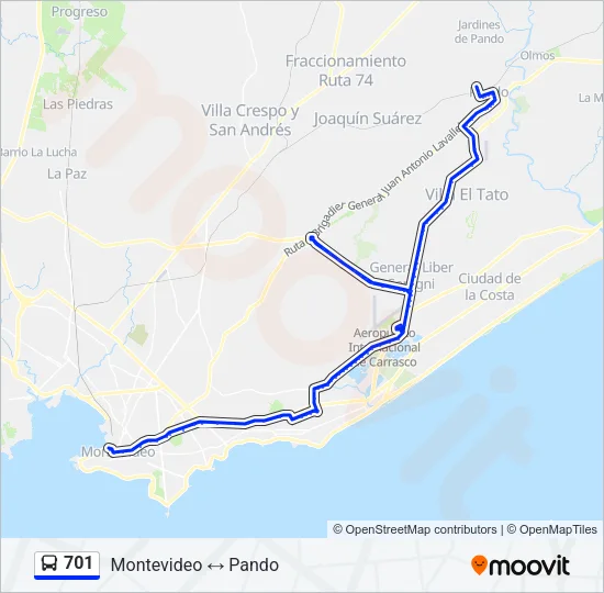 701 Ómnibus Line Map