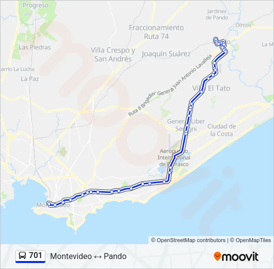 701 Ómnibus Line Map