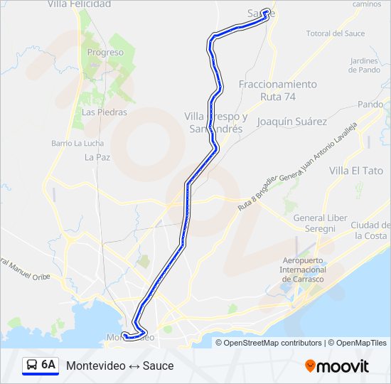 6A Ómnibus Line Map