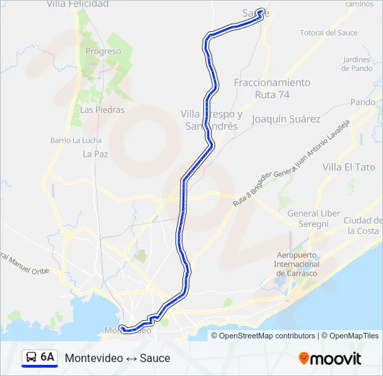 6A Ómnibus Line Map