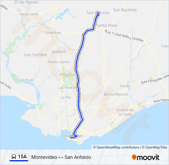 15A Ómnibus Line Map