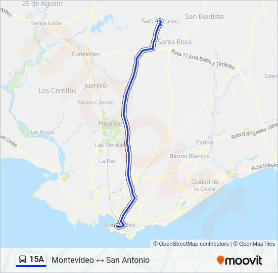 15A Ómnibus Line Map
