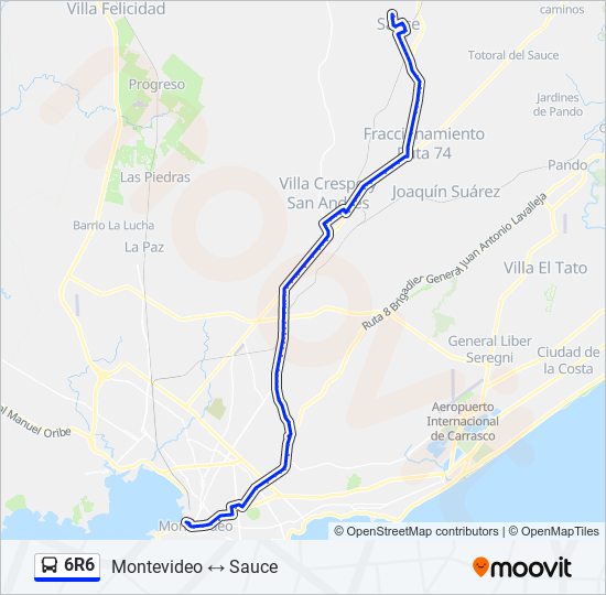 6R6 ómnibus Line Map