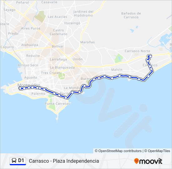 D1 Ómnibus Line Map