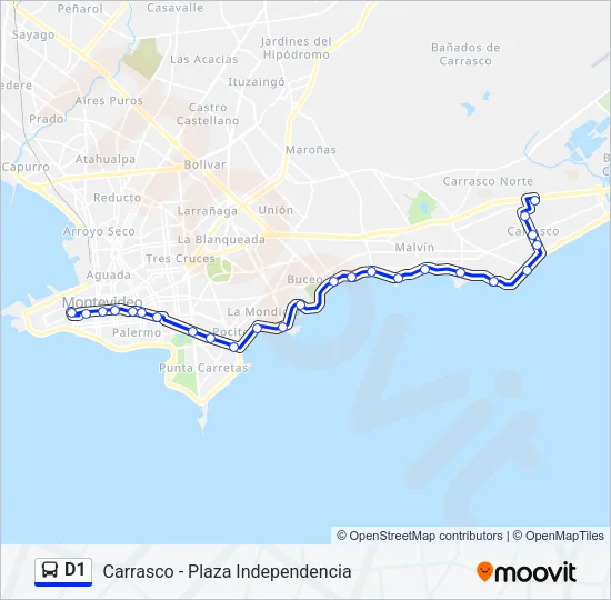 D1 Ómnibus Line Map