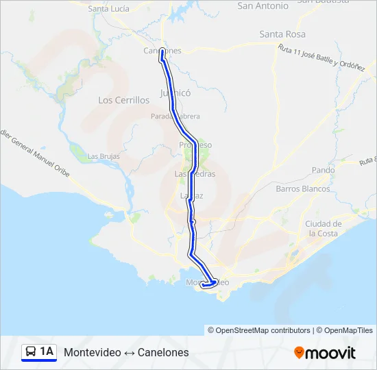 1A Ómnibus Line Map