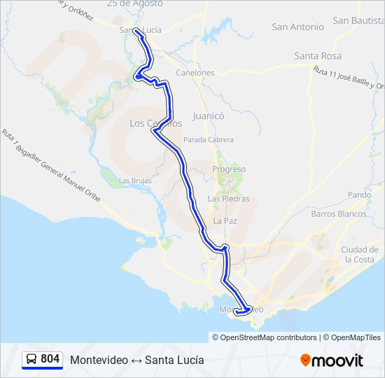 804 ómnibus Line Map
