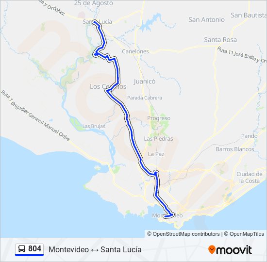 804 ómnibus Line Map
