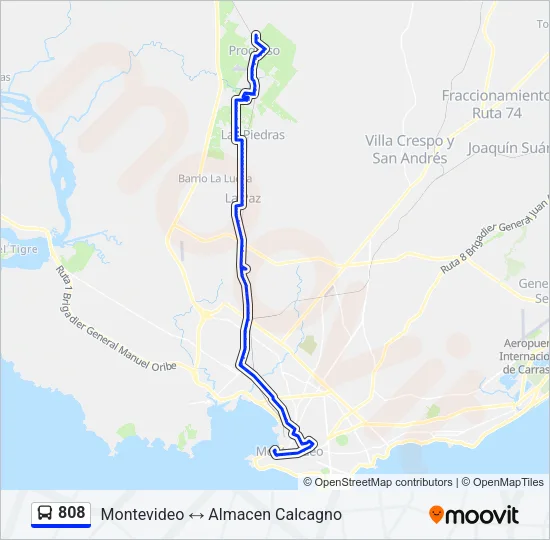 808 Ómnibus Line Map