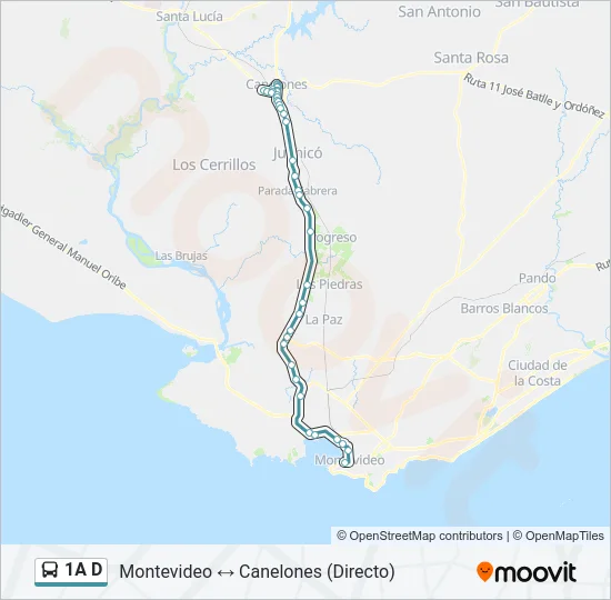1A D Ómnibus Line Map