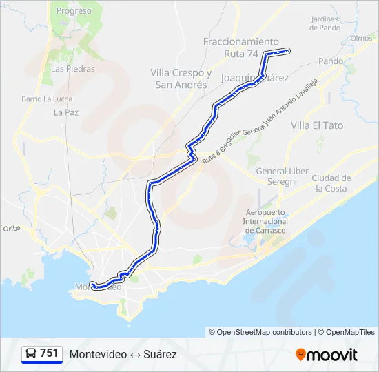 751 Ómnibus Line Map