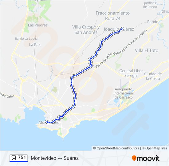 751 ómnibus Line Map