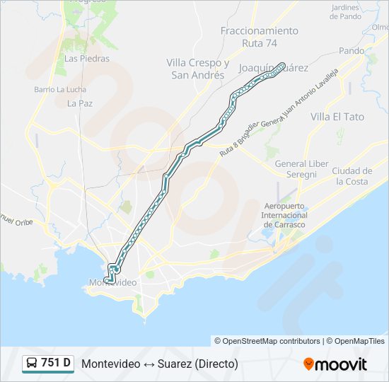 Mapa de 751 D de Ómnibus