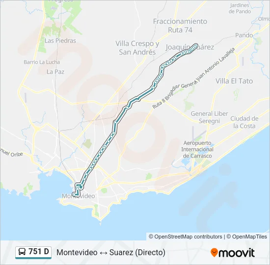 751 D Ómnibus Line Map