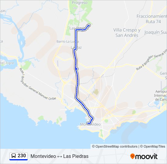 230 Ómnibus Line Map