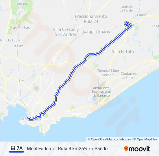 7A Ómnibus Line Map