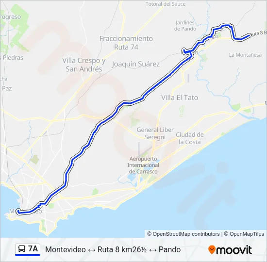 7A Ómnibus Line Map