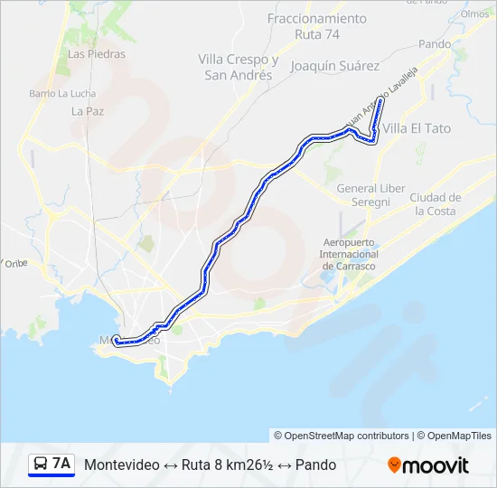 7A Ómnibus Line Map