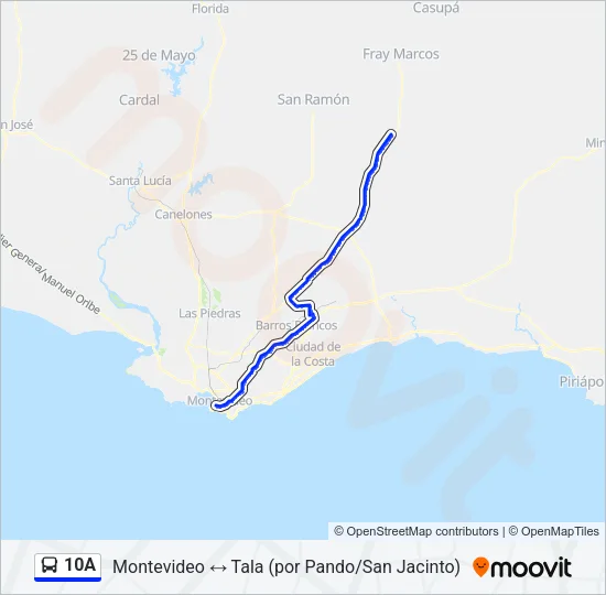 10A Ómnibus Line Map