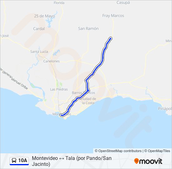 10A Ómnibus Line Map