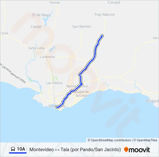 10A Ómnibus Line Map