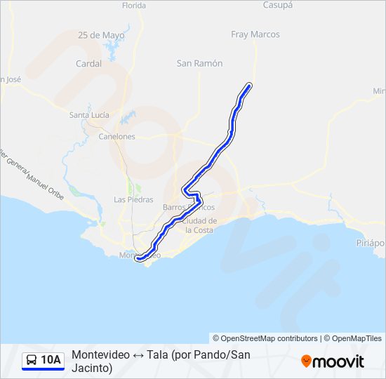 10A Ómnibus Line Map