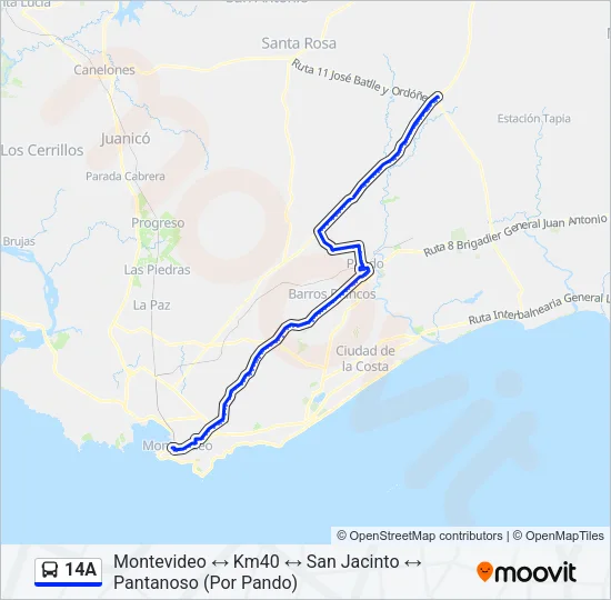 14A Ómnibus Line Map