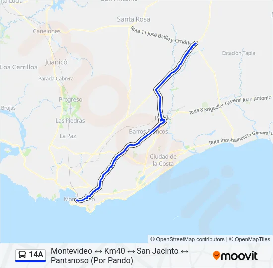 14A Ómnibus Line Map