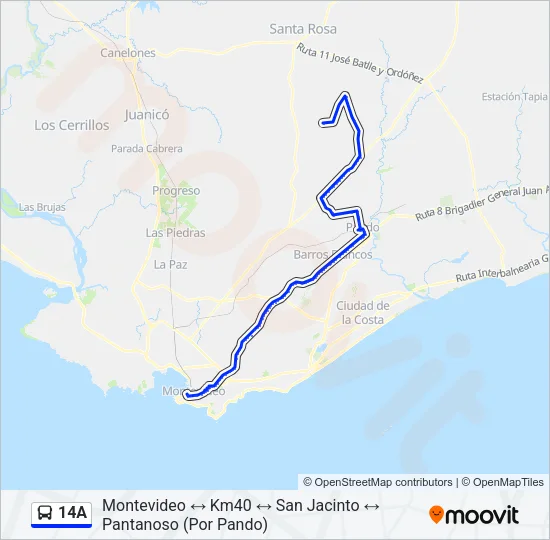 14A Ómnibus Line Map
