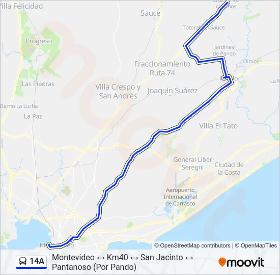 14A Ómnibus Line Map