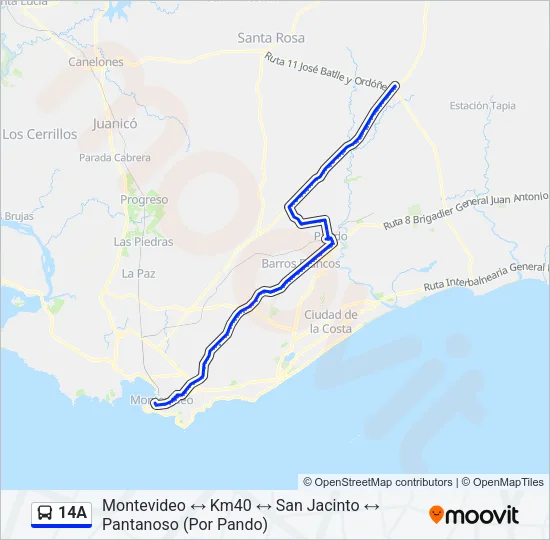 14A Ómnibus Line Map