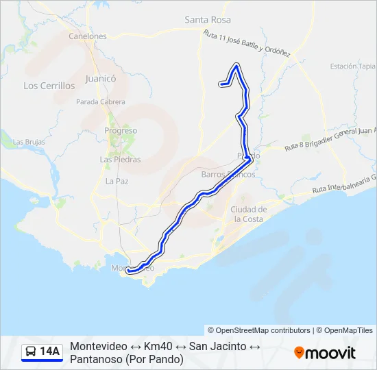 14A Ómnibus Line Map
