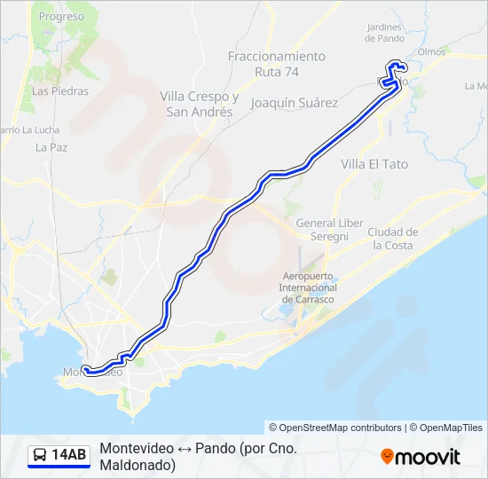 14AB Ómnibus Line Map