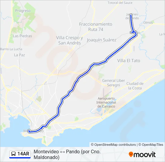 14AR Ómnibus Line Map