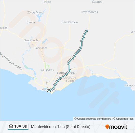 10A SD ómnibus Line Map