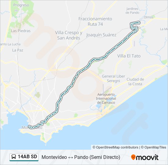 Mapa de 14AB SD de Ómnibus