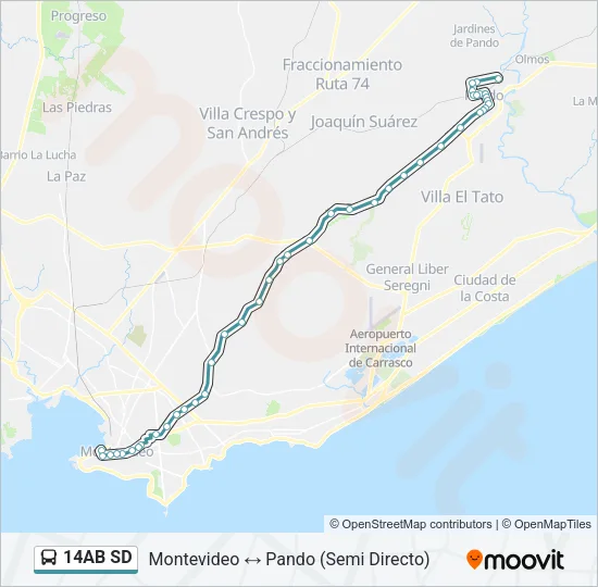 14AB SD Ómnibus Line Map