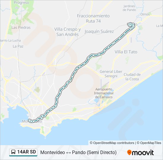 14AR SD Ómnibus Line Map