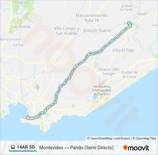 14AR SD Ómnibus Line Map