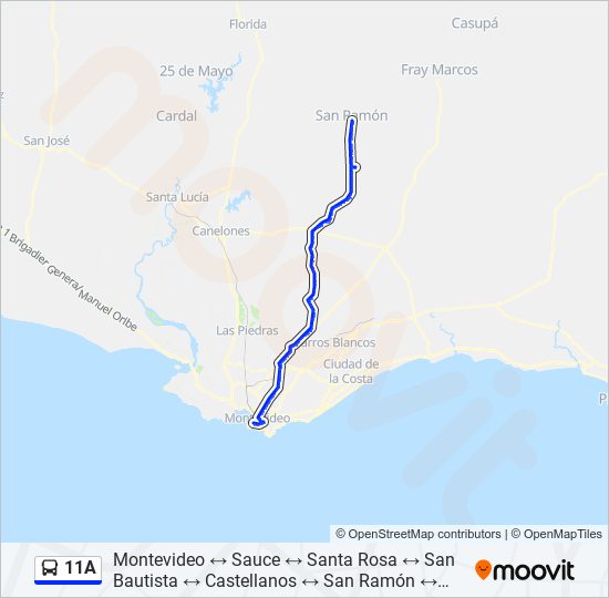 Mapa de 11A de ómnibus