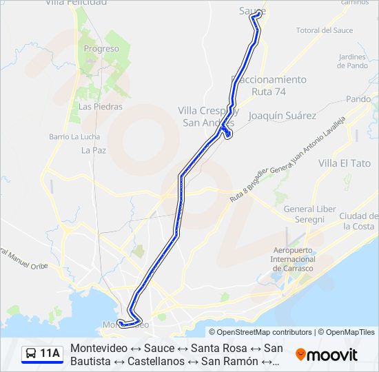 11A Ómnibus Line Map