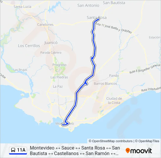 11A Ómnibus Line Map