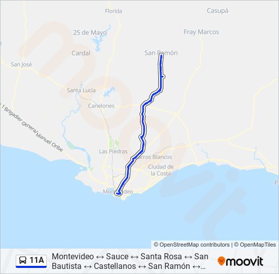 11A Ómnibus Line Map