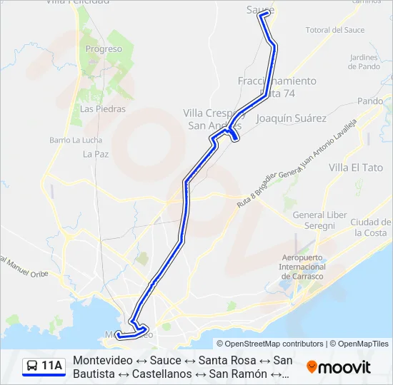 11A Ómnibus Line Map