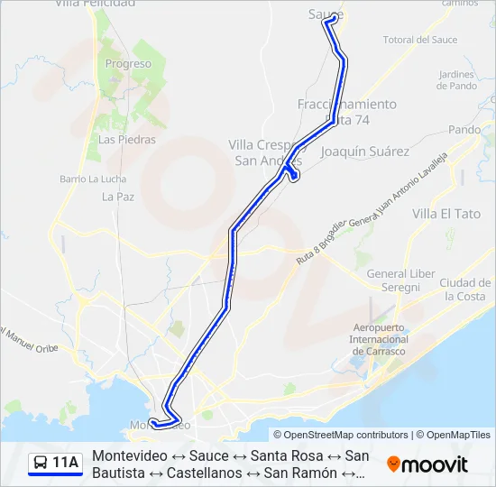11A Ómnibus Line Map