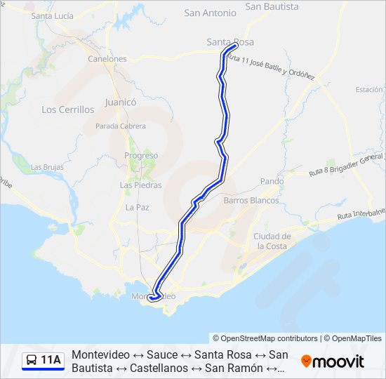 11A Ómnibus Line Map